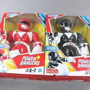 Power Rangers Mega Mighties Red & Black Ranger Action Figures Lot Hasbro 10"